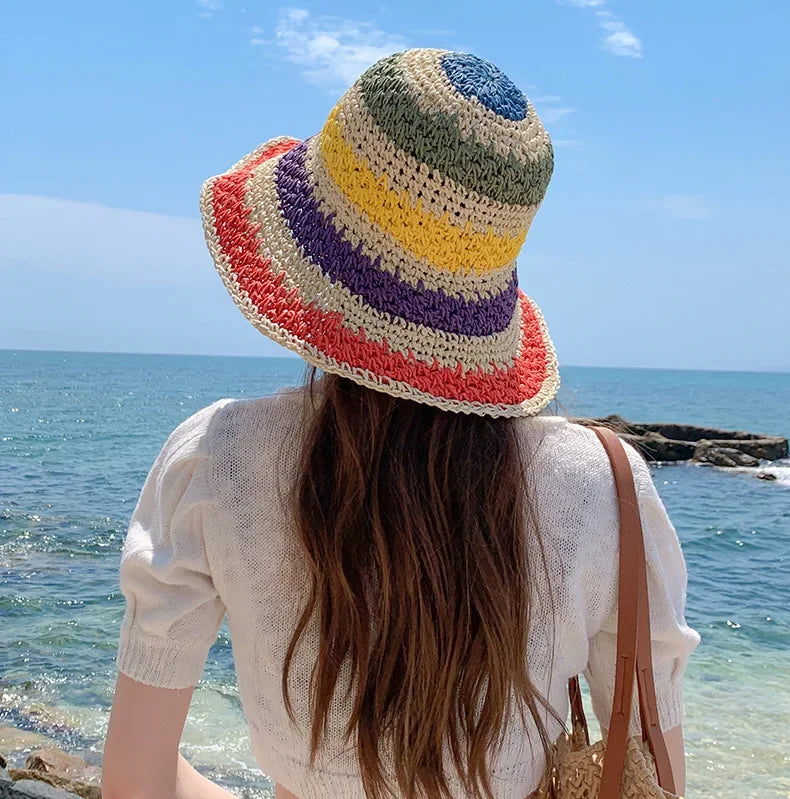 Boho Rainbow Straw Hat