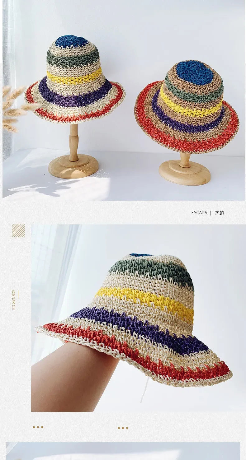 Boho Rainbow Straw Hat