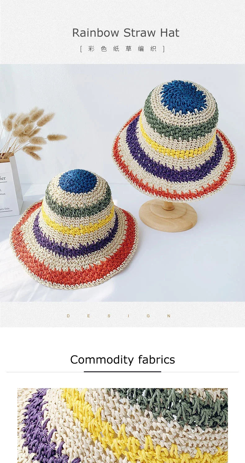 Boho Rainbow Straw Hat